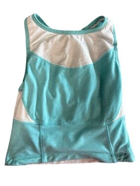 Icebreaker Merino Wool Cool Lite Tank Top Bra Small Blue White Cropped Outdoor